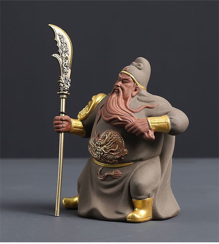 Purple sand can be used to raise the martial saint Guan Yu small ornaments home fortune-attracting boutique Guan Gong decoration tea pet tea play tea table decoration