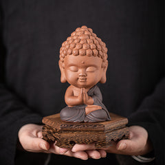 Zen purple sand small Tathagata tea pet ornaments boutique can be raised ceramic small Buddha statue tea toy tea tray tea table tea ceremony accessories