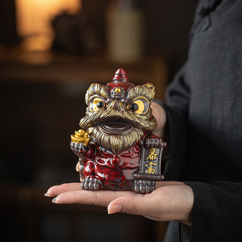 National trend awakening lion tea pet ornaments creative ceramic cute little lion fortune home tea room antique shelf decoration gift