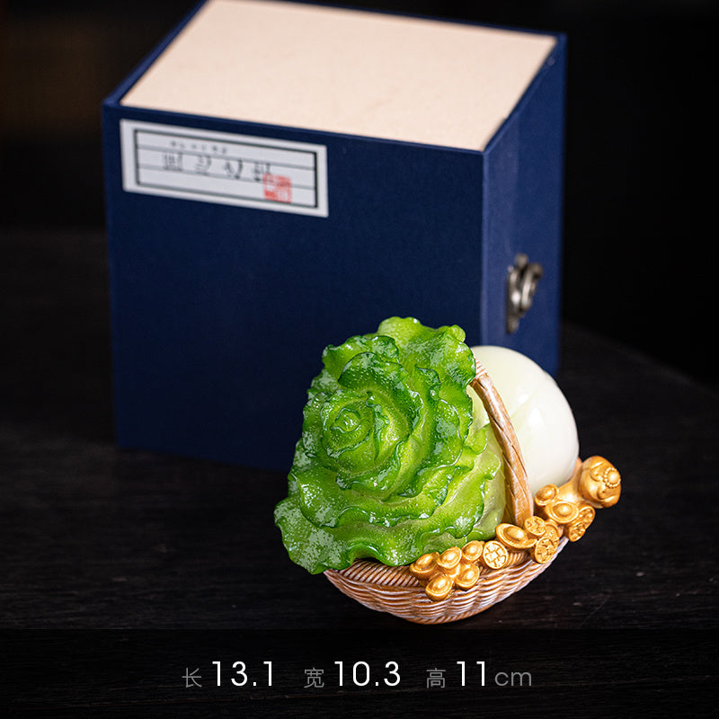 Small cabbage Baicai Ruyi ornaments tea pet tea player home office desk lucky decoration opening housewarming gift