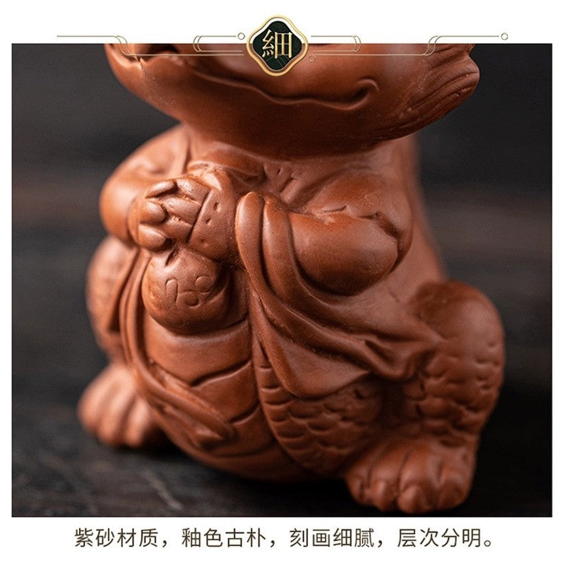 Purple sand tea pet dragon ornaments can be raised to attract fortune beasts twelve zodiac cute tea toys tea sets tea table creative small ornaments