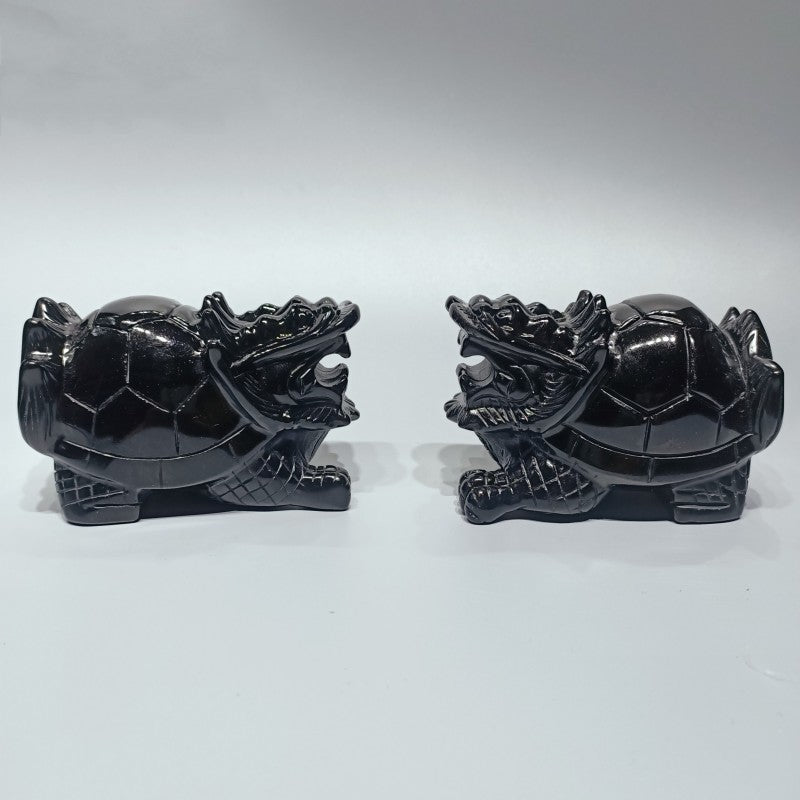 Top crystal natural obsidian eight trigrams dragon turtle ornaments office living room porch living room crafts