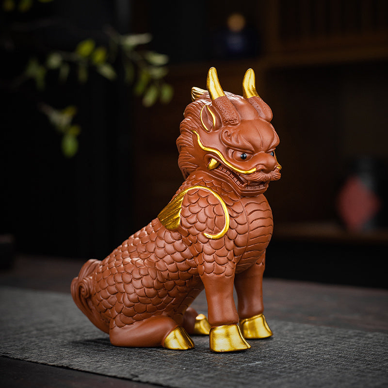 Kirin tea pet ornaments national style national trend boutique can be raised decoration auspicious beast creative home purple sand tea play tea table tea