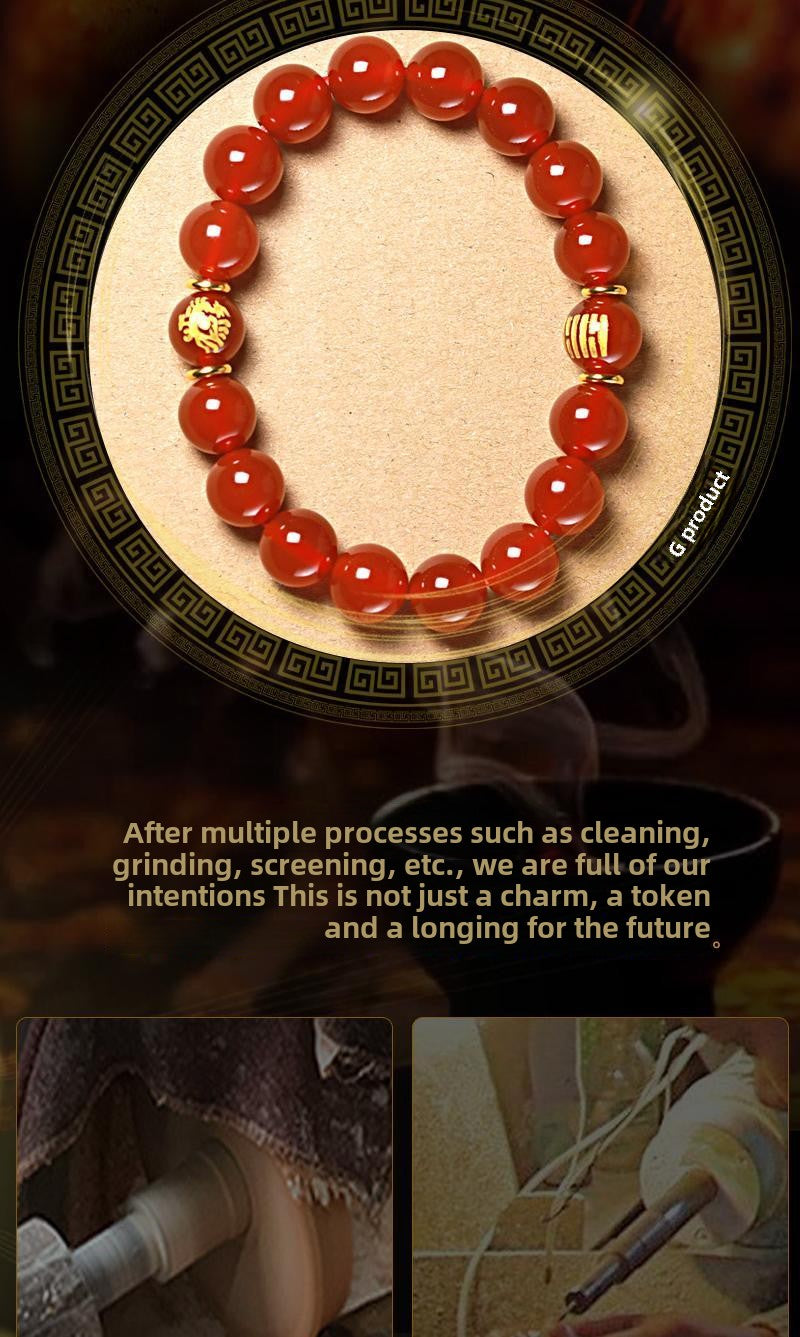 Natural agate ground Jin Lei Huo Feng Huo Qilin men and women's jewelry Li is fire five elements belonging to fire fire bracelet gift