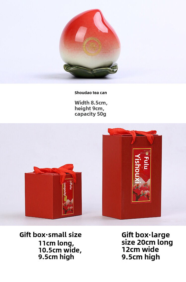 Creative ceramic longevity peach birthday birthday gift for elders good luck gift peach tea can warm heart engraving custom