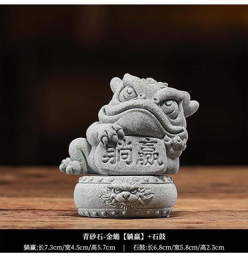 Green sandstone national trend style golden toad to attract wealth and win mascot tea pet tea play fish tank landscaping decoration ornaments