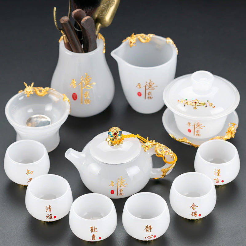 Misty Rain Ink Glass Tea Set Home Light Luxury High-end Tea Cup Covered Bowl Home Office Tea Set