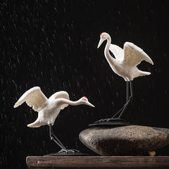 Creative ceramic crane animal ornaments home white crane decoration potted gardening fish tank landscaping Zen decoration