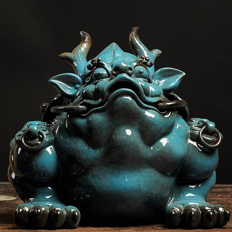 Zeng Guoqing Golden Toad Ornaments Fortune Large Three-legged Toad Toad Liu Hai Playing Golden Cicada Opening Gift Chinese Ceramic