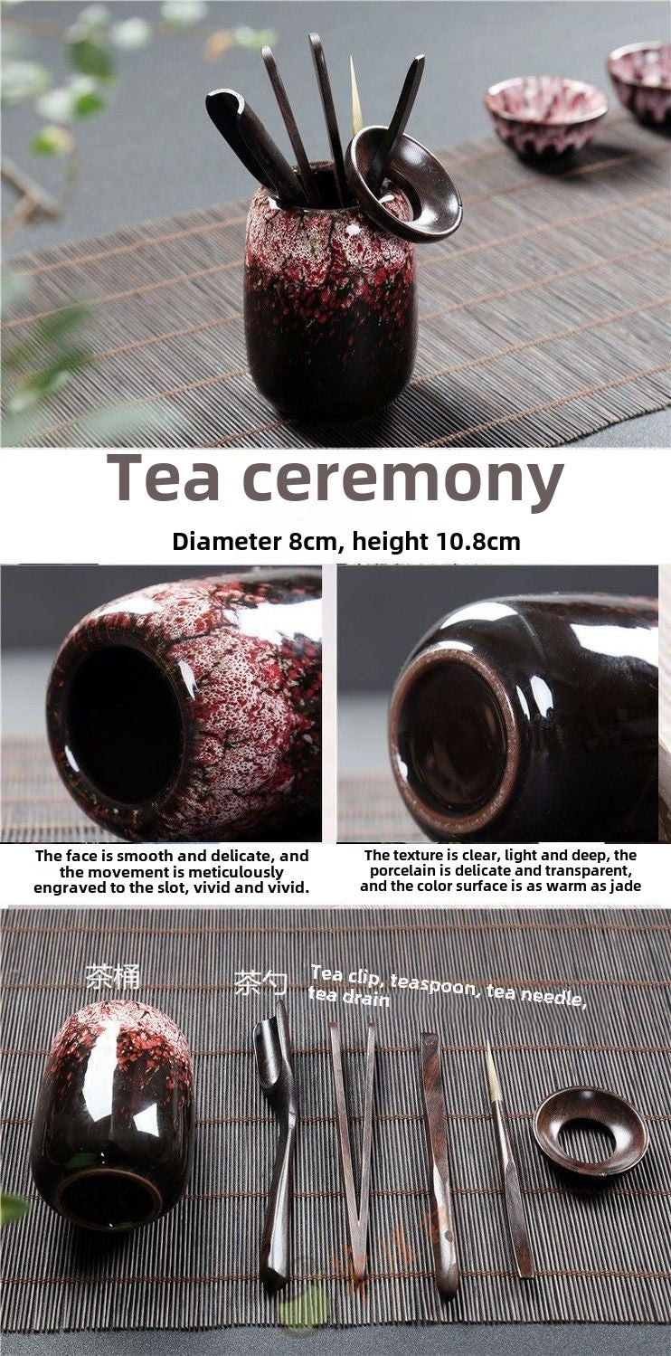 Kung Fu tea set household complete set office reception Jianzhan kiln change Jun kiln living room teapot tea cup simple