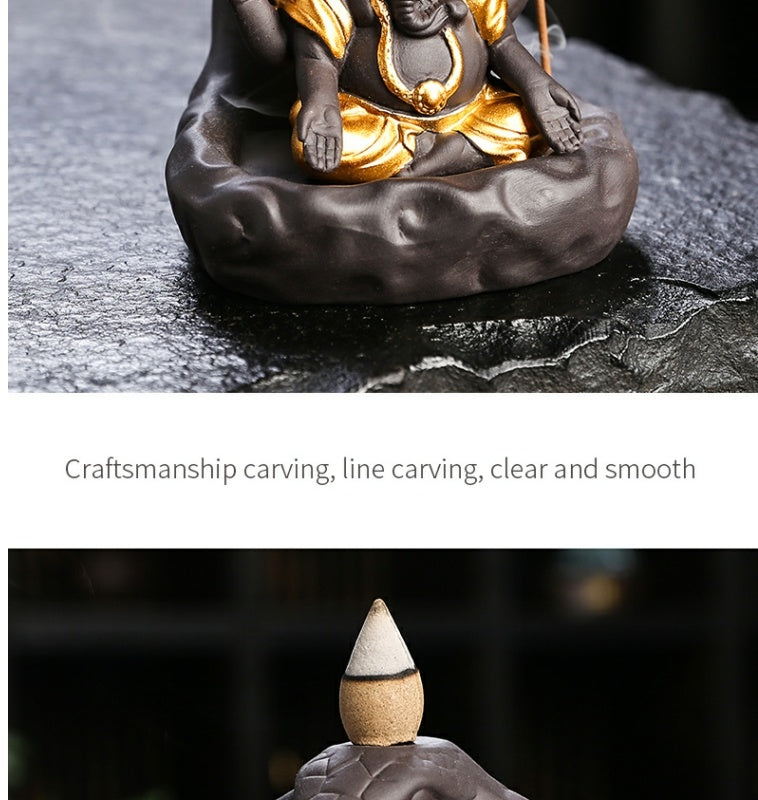 Creative tea pet backflow incense burner incense holder ceramic aromatherapy burner sandalwood agarwood incense stick insert mountain stream Zen ornaments