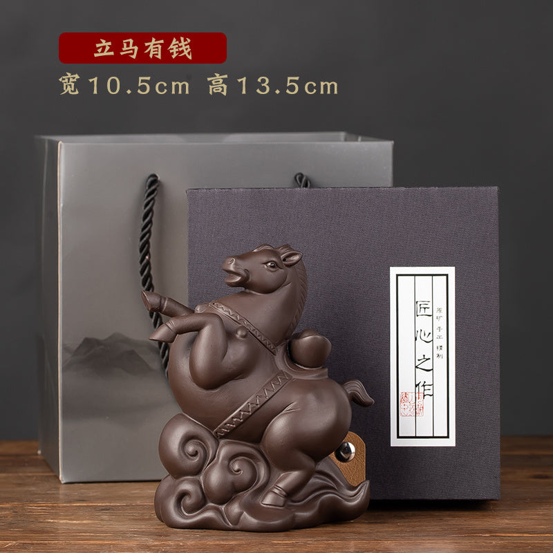 Creative twelve zodiac purple sand tea pet ornaments, you can immediately have money to raise tea ceremony boutique fortune zodiac tea set accessories