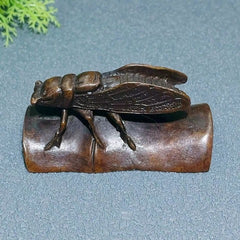 A blockbuster cicada town ruler bamboo cicada brown classical study paperweight collection home copper alloy ornaments