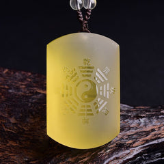 Natural yellow crystal unicorn pendant five elements earth Kun for the ground hexagram national style retro jewelry necklace pendant customization