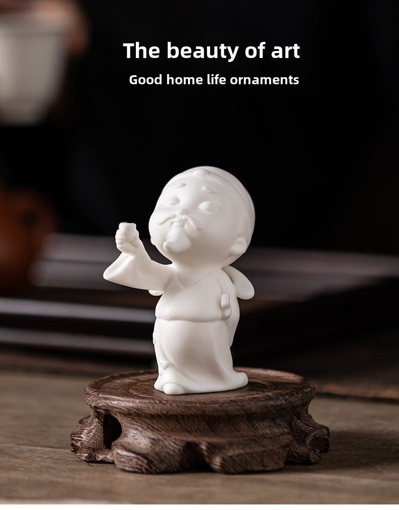 Creative white porcelain Li Bai tea pet small ornaments character home living room study porch office desktop boutique decoration