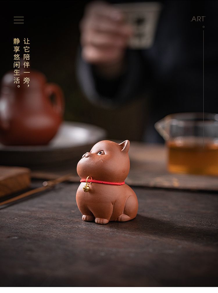 Yuxuan purple sand tea pet cute cat ornaments bell lucky cat creative tea play tea art home desktop ornaments