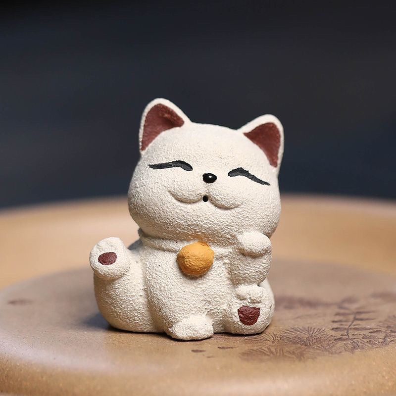 Yixing purple sand tea pet [Lucky Cat] Ornament sculpture tea set creative model can be raised to decorate the tea table kitten