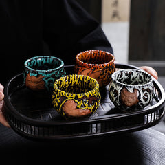 Ceramic Master Kiln Change Kung Fu Tea Set Personal Tea Cup Jianzhan Qinglong Four Tea Cups Mythical Beasts Home Single Cup Tea