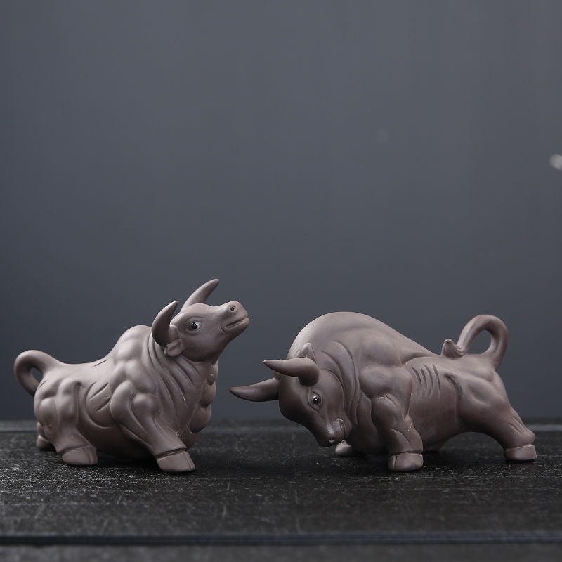 Purple clay zodiac ox fortune tea pet boutique can be raised ox year home gift decoration ornaments tea toys tea set spare parts