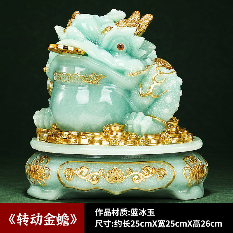 Jade golden toad ornaments to attract wealth golden cicada toad living room high-end atmosphere office table shop relocation opening gift