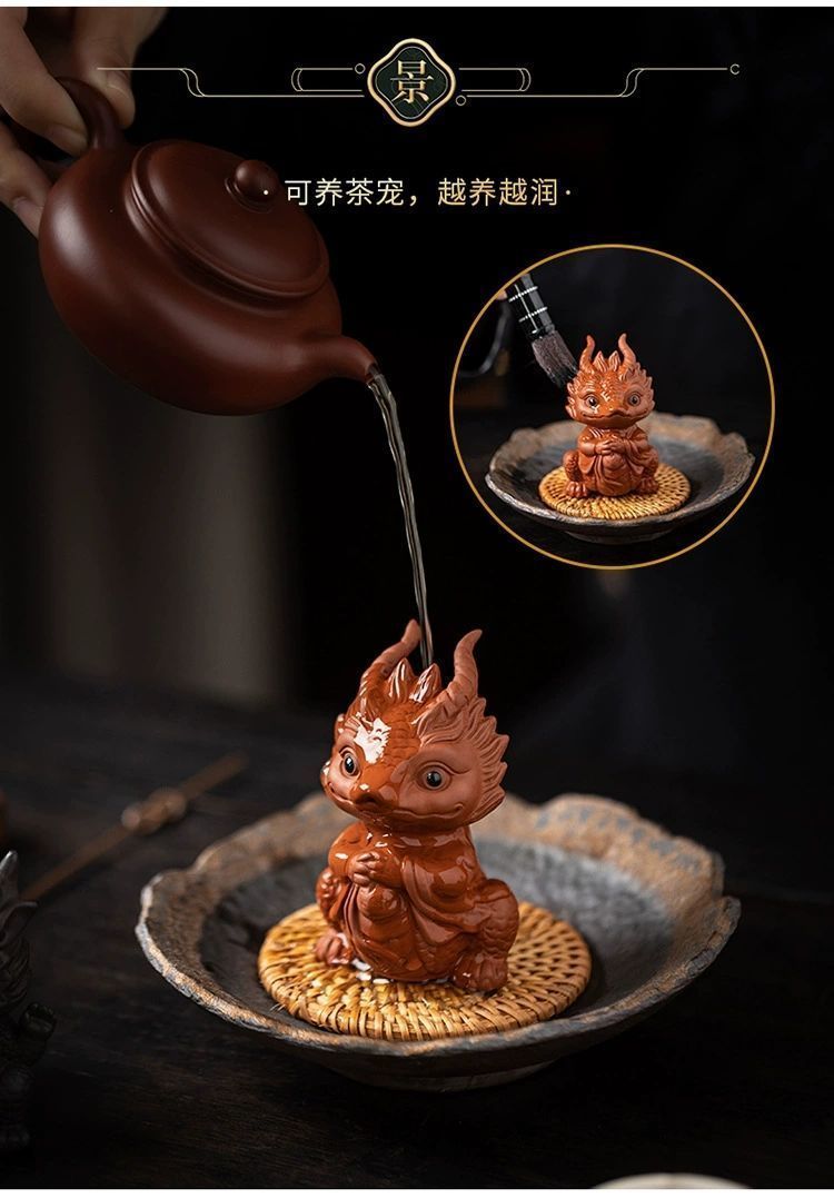 Purple sand tea pet dragon ornaments can be raised to attract fortune beasts twelve zodiac cute tea toys tea sets tea table creative small ornaments