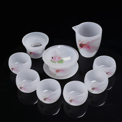 Chinese tea set glass good luck tea set a set of household tea cups ceramic Chinese style gift office a complete set