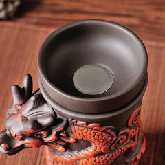 Creative Zisha Antique Tea Filter Kung Fu Automatic Tea Set Dragon Pattern Teapot Teacup Complete Set Ceramic Filter Tea Strainer