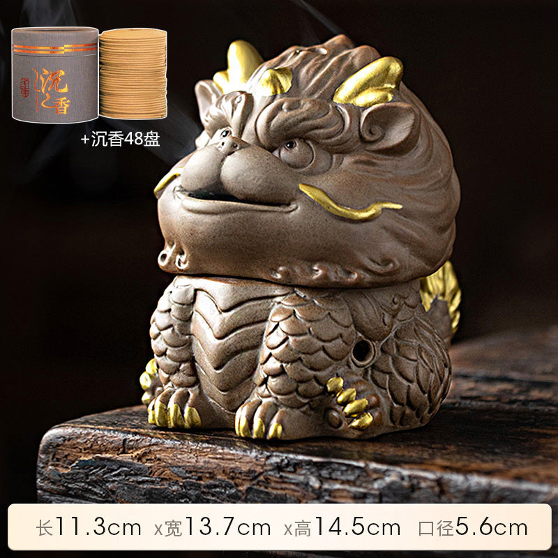 Kirin Incense Burner Suanni Ceramic Mugwort Creative Incense Burner Sandalwood Agarwood Tea Pet Zen Mythical Beast Ornaments