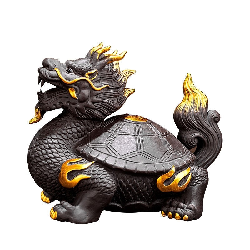 Purple sand tea pet ornaments can be used for home use to attract wealth, dragon turtle, pixiu, golden toad, office tea toys, fine tea ceremony accessories