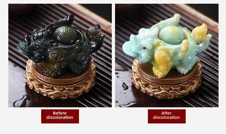 High temperature color change, good luck, water spraying Pixiu tea pet ornaments, tea pet fun, Kung Fu tea set accessories gift box