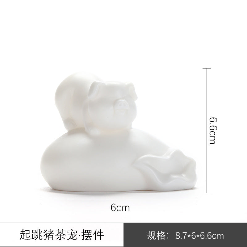 Dehua mutton-fat jade white porcelain unglazed tea pet tea tray small ornaments tea ceremony can raise tea to play Kung Fu tea set home accessories