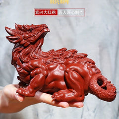 Yixing original purple sand Dahongpao handmade [lucky beast unicorn] can be raised creative boutique tea pet ornaments