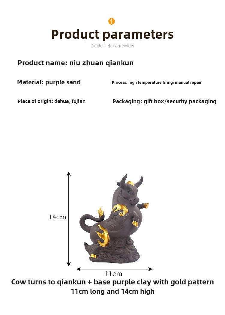 Purple clay zodiac ox fortune tea pet boutique can be raised ox year home gift decoration ornaments tea toys tea set spare parts