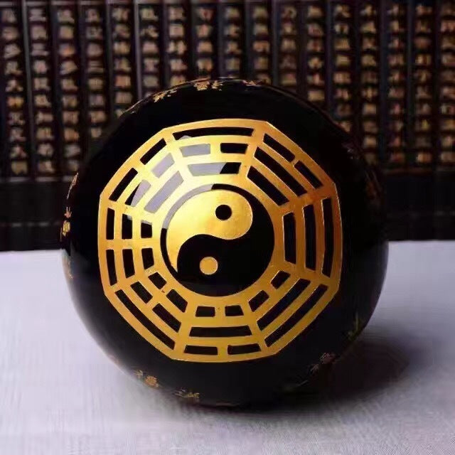 Tai Chi Bagua ball obsidian crystal ball five blessings fortune ball with base