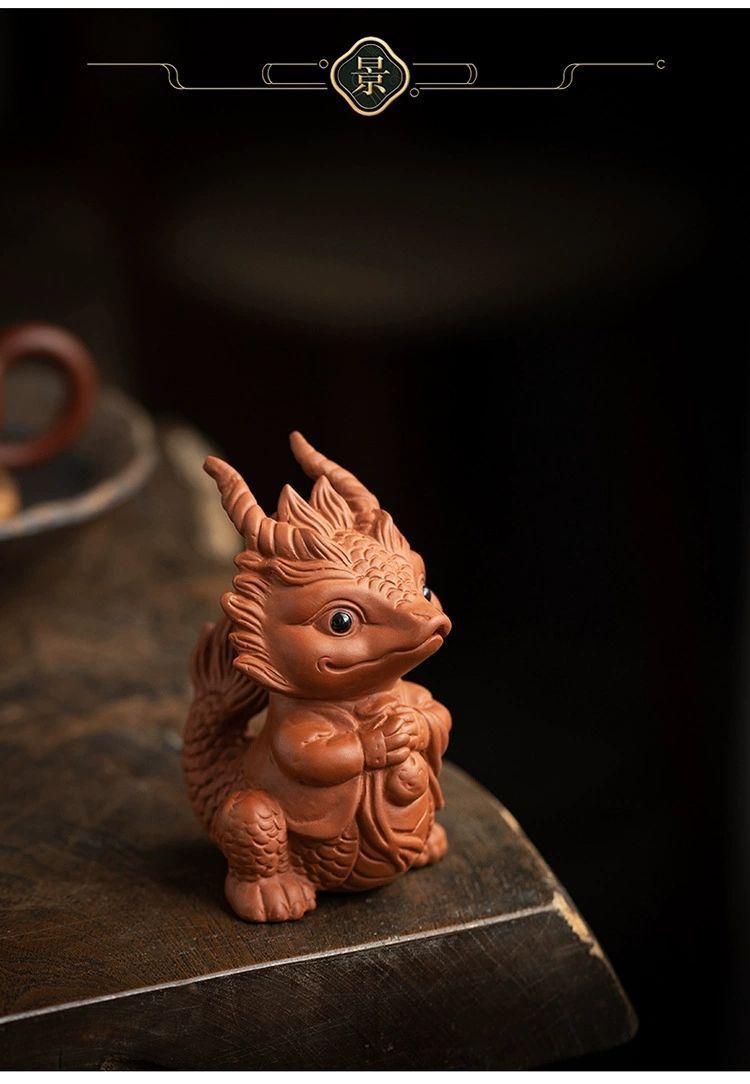 Purple sand tea pet dragon ornaments can be raised to attract fortune beasts twelve zodiac cute tea toys tea sets tea table creative small ornaments