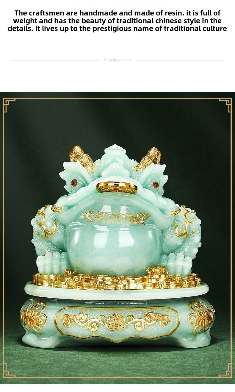 Jade golden toad ornaments to attract wealth golden cicada toad living room high-end atmosphere office table shop relocation opening gift