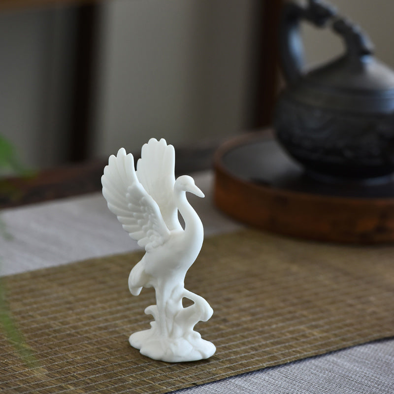 Porcelain Juyuan high-end all-porcelain white crane living room tea table tea pet ceramic ornaments crafts creative bonsai decoration crane