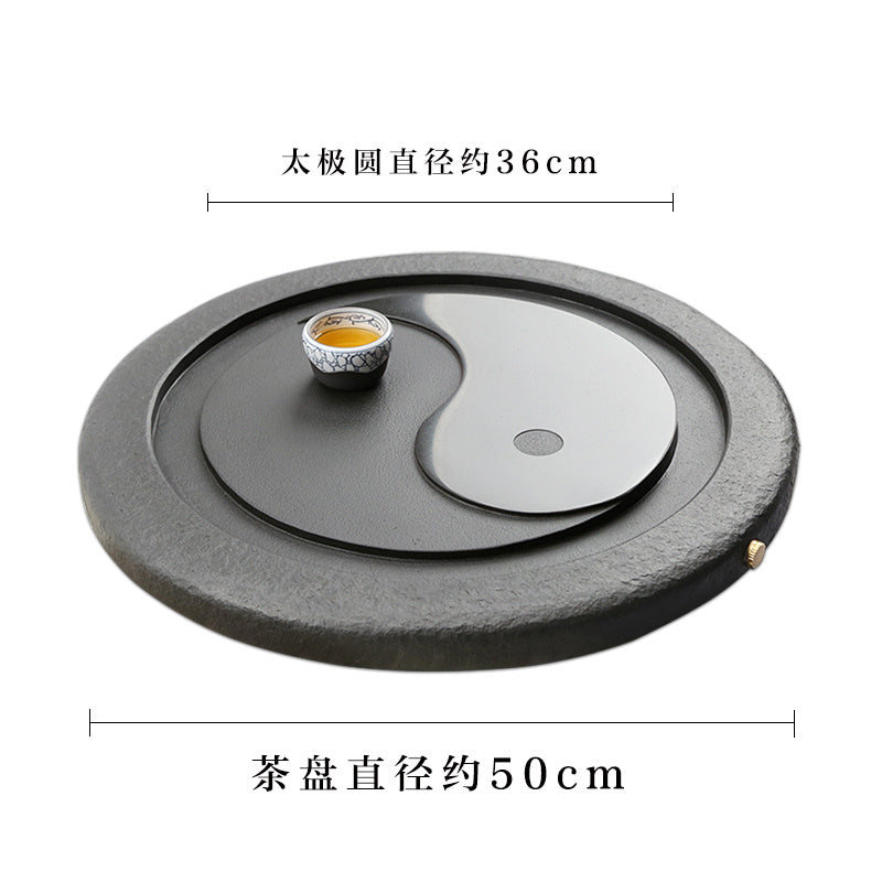 Tai Chi Bagua Wujin Stone Tea Tray Natural Raw Stone Round Stone Tea Sea Tea Set Home Integrated Stone Tea Tray Dual Use