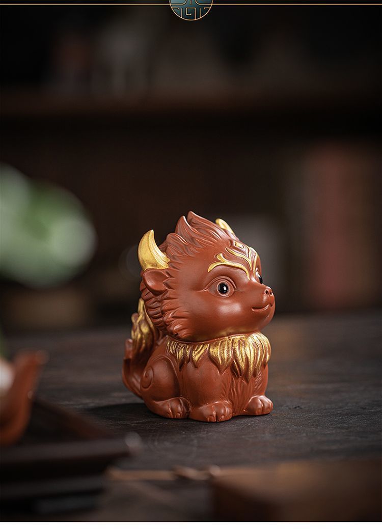 Fine purple clay unicorn tea pet ornaments creative personality can raise tea play tea table tea table cute little fox decoration