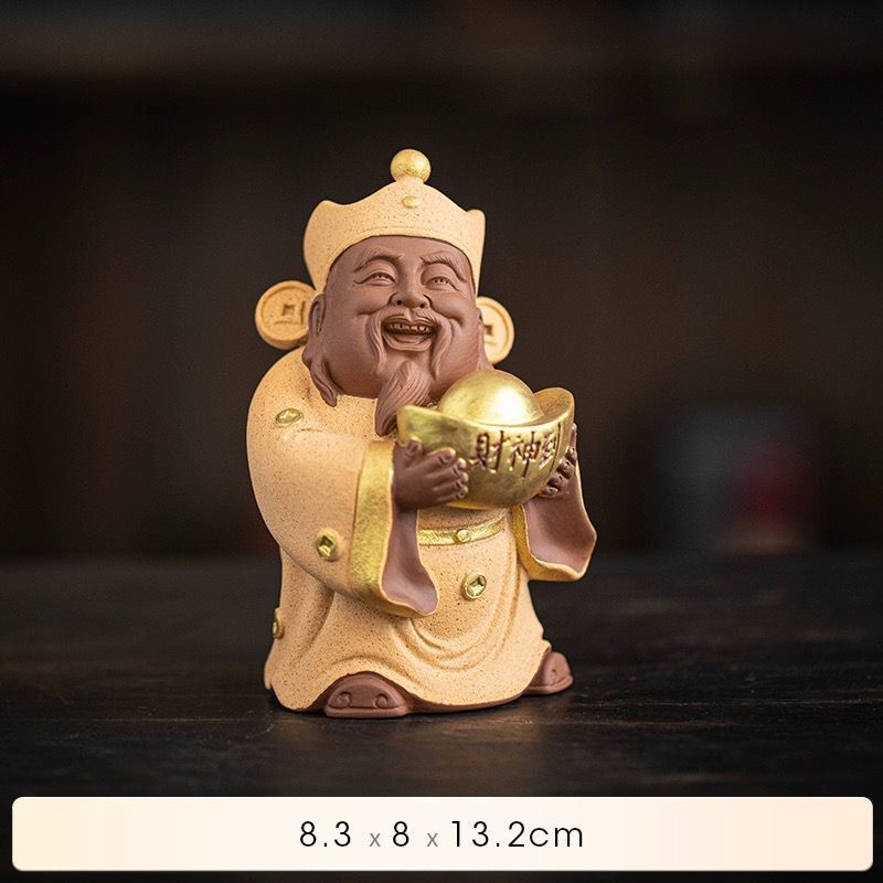 The God of Wealth receives the fine purple sand fortune tea pet tea table tea table decoration fully handmade sculpture