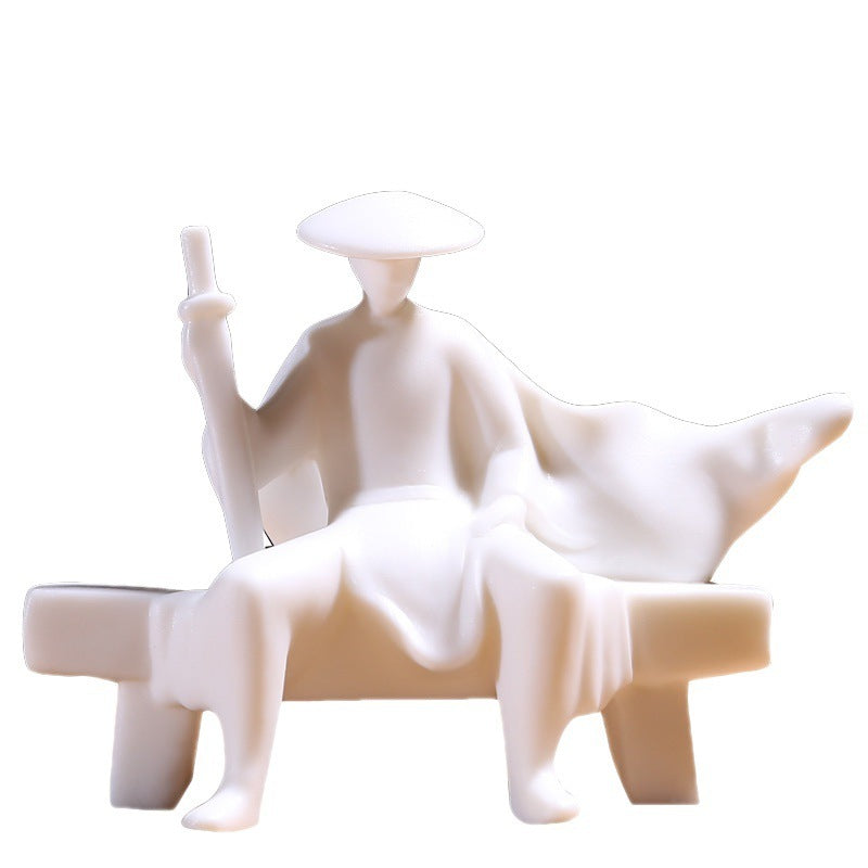 White porcelain formless Zen small ornaments tea pet creative characters living room study home porch decoration soft decoration