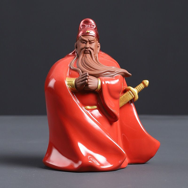 Purple sand can be used to raise the martial saint Guan Yu small ornaments home fortune-attracting boutique Guan Gong decoration tea pet tea play tea table decoration