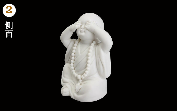 Creative boutique Dehua white porcelain Zen little monk tea pet ornaments handmade ceramic little monk home decoration