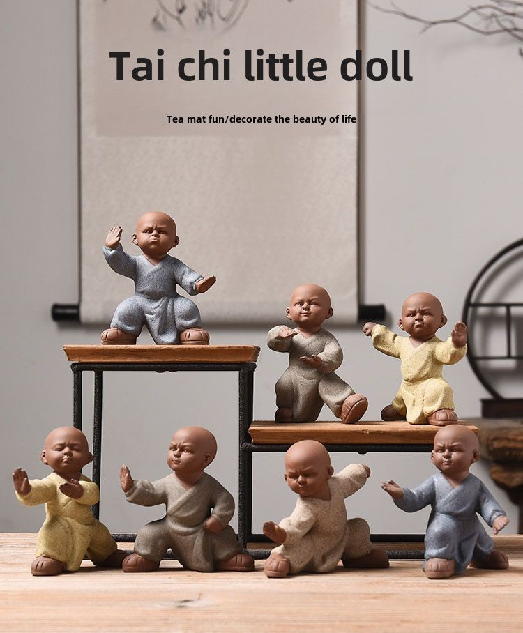 Tea pet ornaments can be kept Kung Fu Tai Chi little monk sand mining eight-style Zen desktop office personality decoration