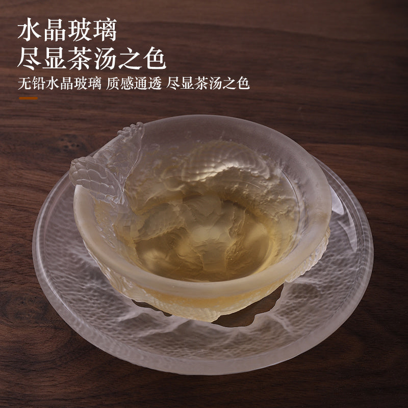 [Rich aroma] Crystal glass tea cup, high-value tea cup, home Chinese style Kung Fu tea set, high-end personal tea cup