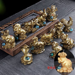 Color changing twelve zodiac animals tea pet ornaments lucky tea toys animal rat ox tiger rabbit dragon snake horse sheep monkey chicken dog pig