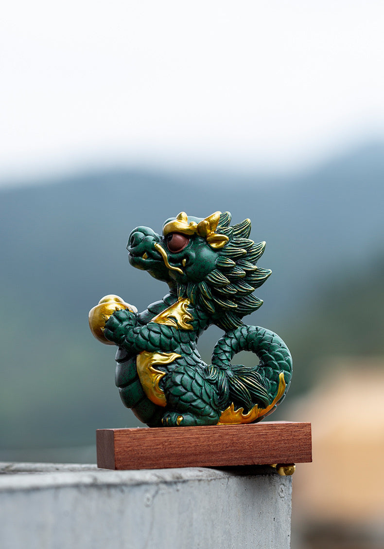 Creative twelve zodiac auspicious dragon fortune home desktop decorations tea table tea pets dragon year mascot