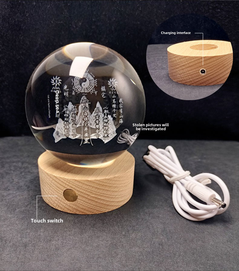 Kirin Feng Shui ornaments, mountain and sea town house protection, safe house cleaning crystal ball to resolve indoor resolution blessing Tai Chi Bagua