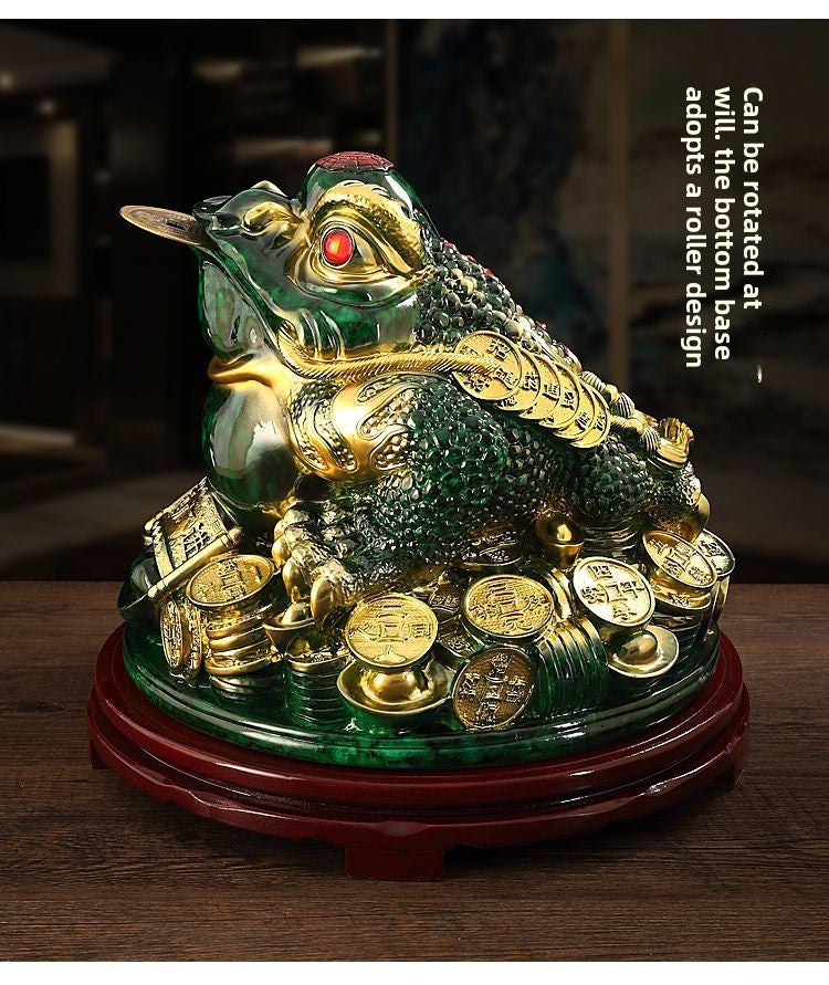 Lucky Golden Toad Ornaments Rotating Three-legged Toad Entrance TV Cabinet Office Decoration Shop Opening Hotel Gift