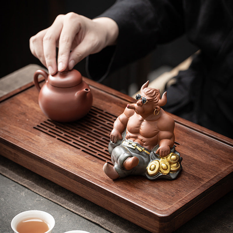 Tea table landscape Sun Wukong ceramic tea table Bull Demon King purple sand ornaments small ornaments tea pet decoration tea room